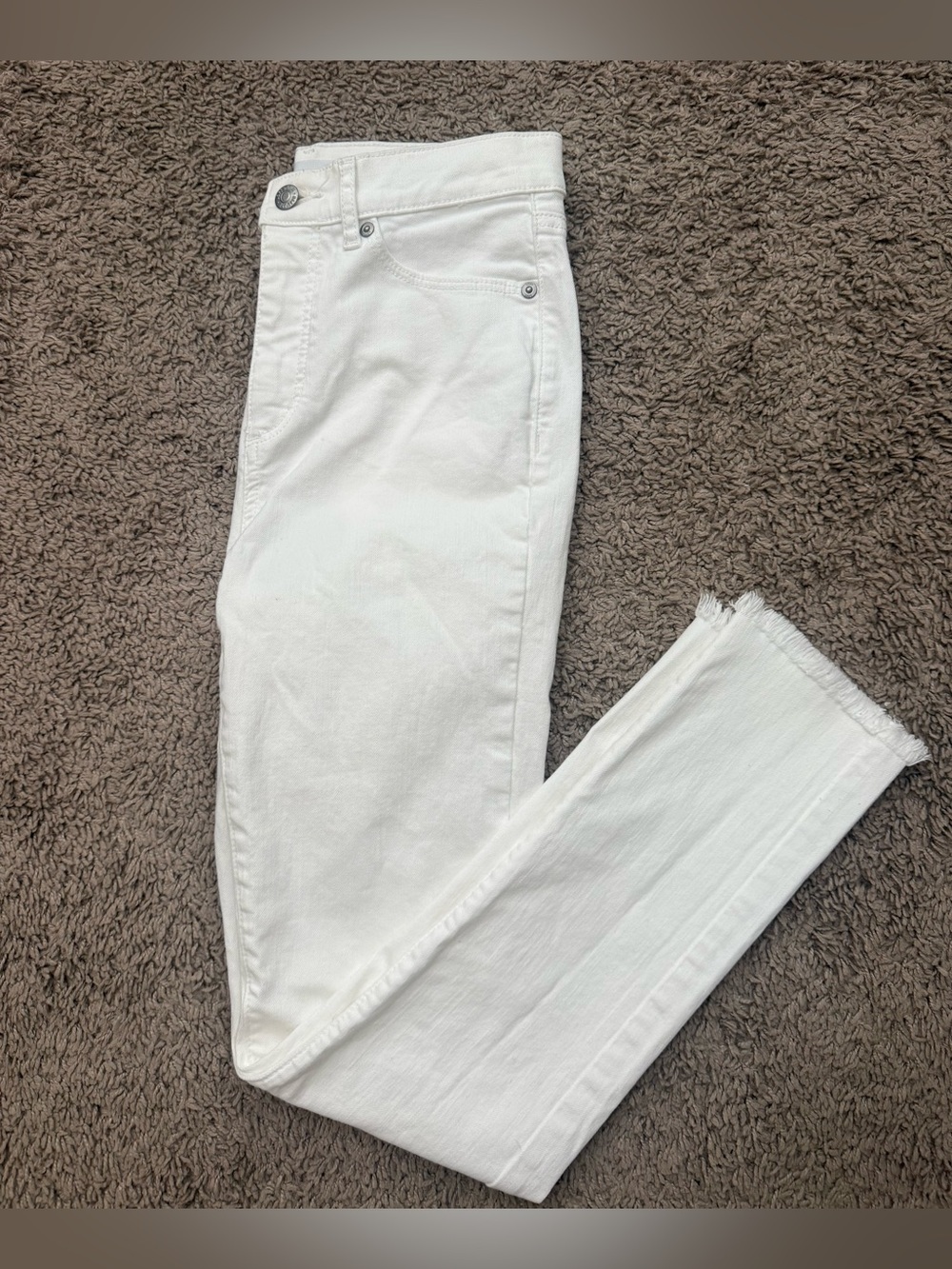 LOFT White Raw Hem Skinny Jeans